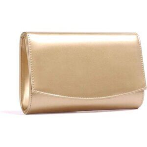 Women Vegan Leather Fashion Clutch Gold